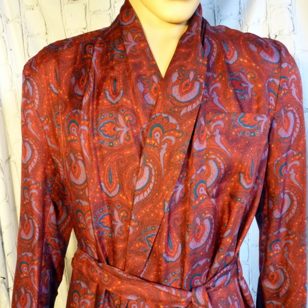 RICK PALLACK Limited Edition Paisly Silk Robe Made in Austria Size 52L, US 42L